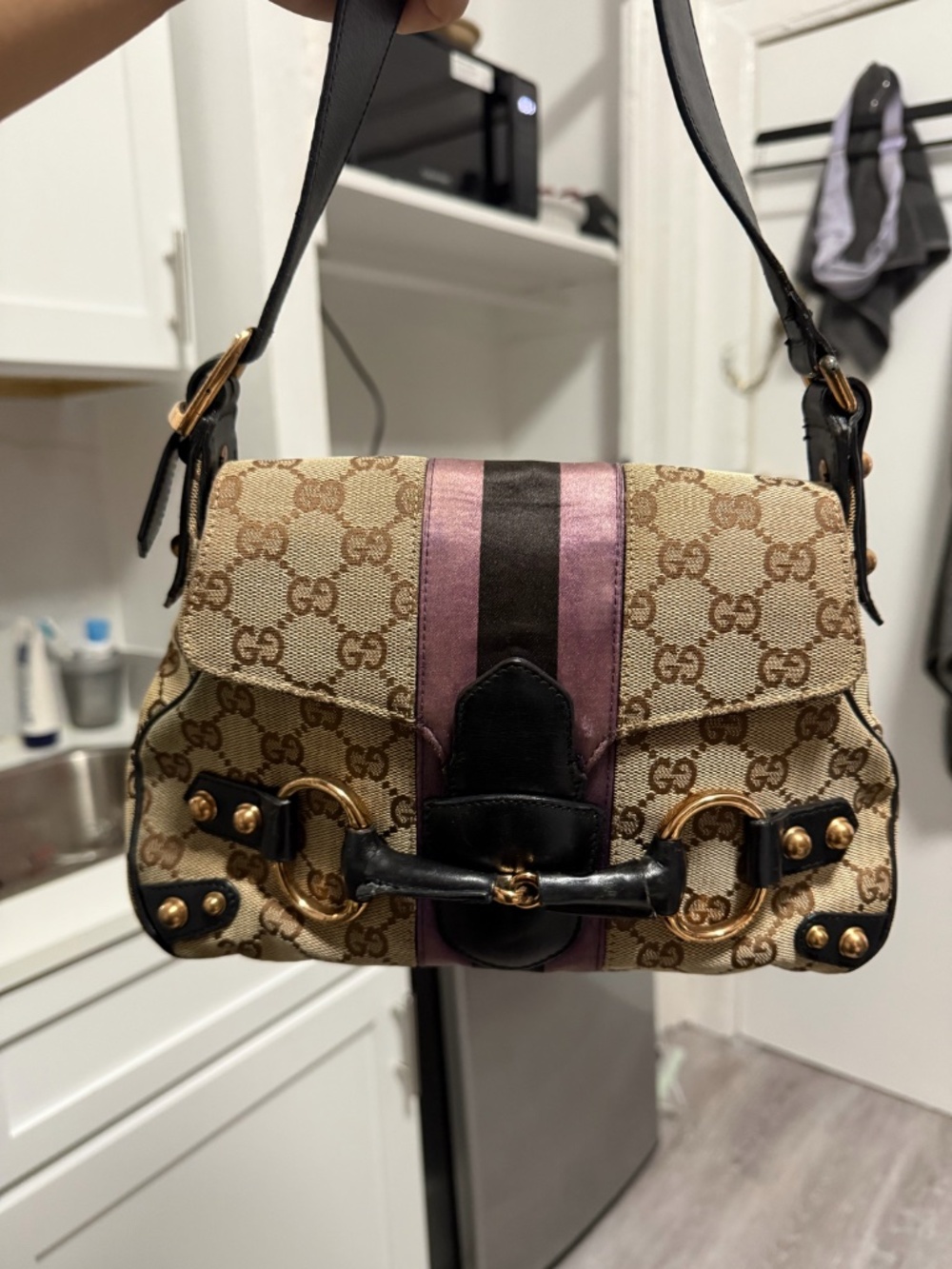 1955 Gucci, GG Canvas Horsebit Chain purse